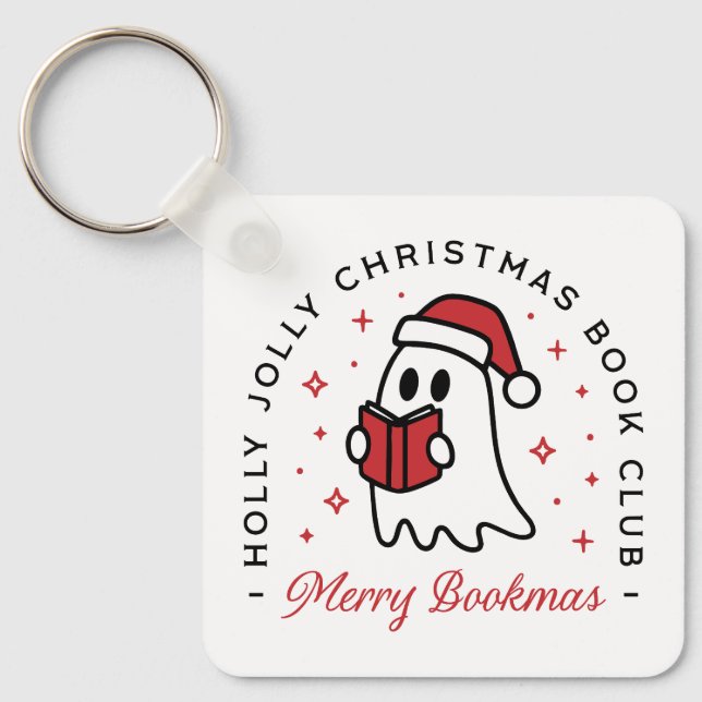 Christmas book club ghost preppy aesthetic key ring (Front)