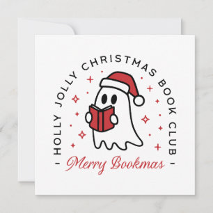 Christmas book club holly jolly reader holiday card