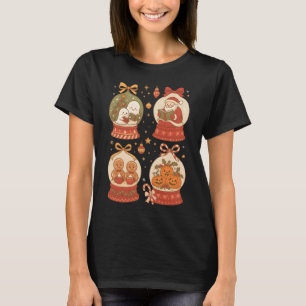 Christmas Book Lover Ghost Santa Snow Globes T-Shirt