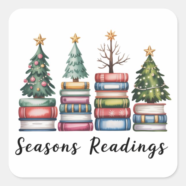 Christmas Book Lover Teacher Reading Season Xmas Square Sticker (Front)