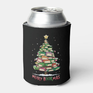 Christmas Book Lover Tree Librarian Merry Bookmas  Can Cooler