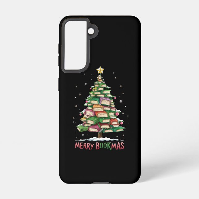Christmas Book Lover Tree Librarian Merry Bookmas  Samsung Galaxy S21 Case (Back)