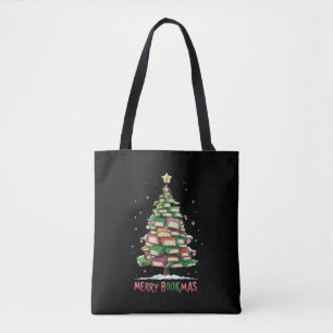 Christmas Book Lover Tree Librarian Merry Bookmas  Tote Bag