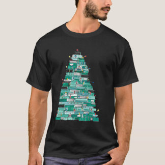 Christmas Book Tree And Twinkle Lights T-Shirt