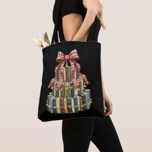 Christmas Book Tree Book Teacher Reading Bookish Tote Bag
