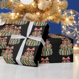 Christmas Book Tree Book Teacher Reading Bookish Wrapping Paper