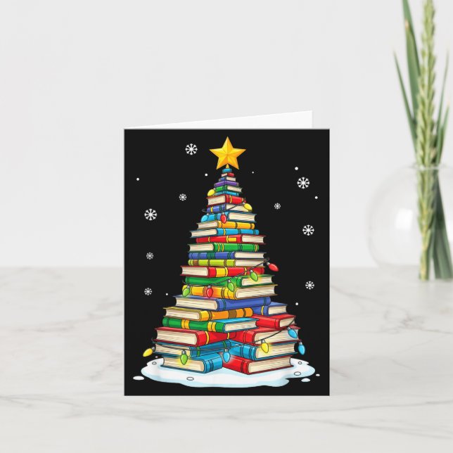 Christmas Book Tree Funny Librarians Books Lover  Card (Front)