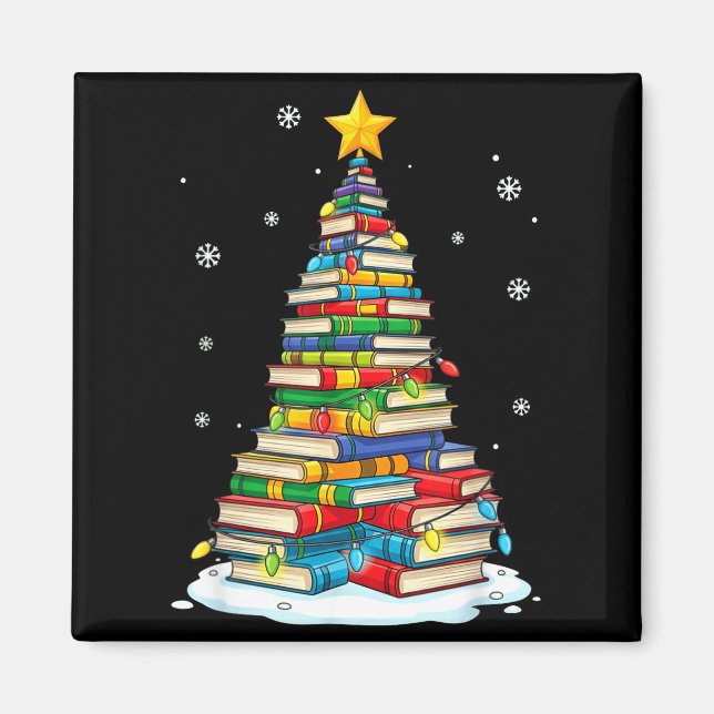 Christmas Book Tree Funny Librarians Books Lover  Magnet (Front)