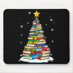 Christmas Book Tree Funny Librarians Books Lover Mouse Mat