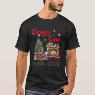 Christmas Bookish Candy Cane Book Lovers Book Club T-Shirt