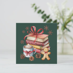 Christmas Books Gingerbread Books Cocoa Bookish Holiday Card