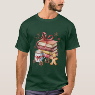 Christmas Books Gingerbread Books Cocoa Bookish T-Shirt