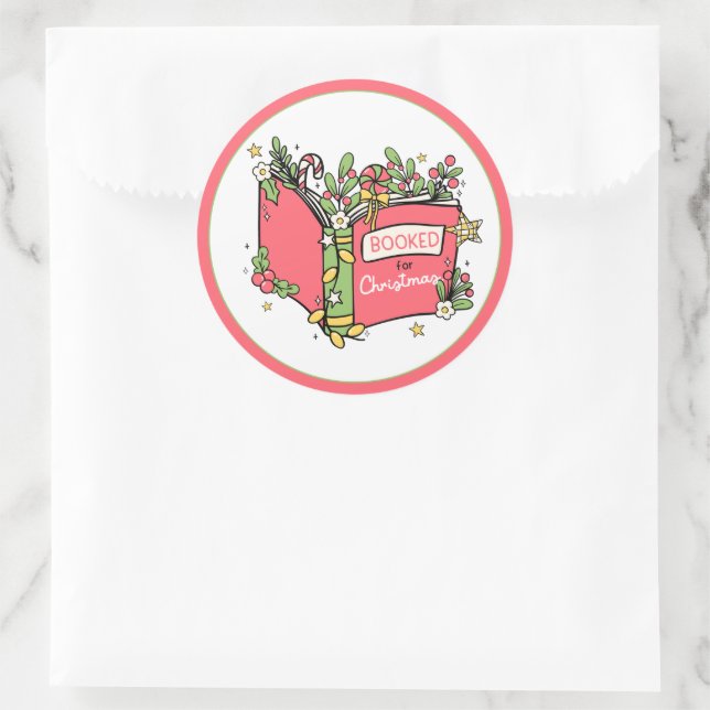 Christmas Books Reading Classic Round Sticker (Bag)