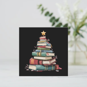 Christmas Books Tree Book Lover Teachers Bookworm Holiday Card