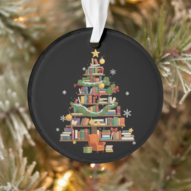 Christmas Books Tree Book Lover Teachers Bookworm  Ornament (Tree)