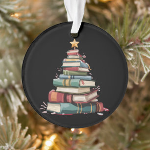 Christmas Books Tree Book Lover Teachers Bookworm Ornament