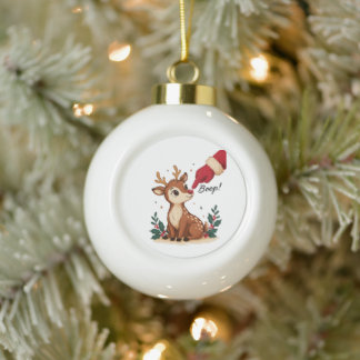Christmas Boop Santa Glove Booping Baby Reindeer Ceramic Ball Christmas Ornament