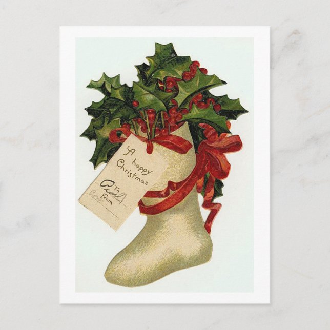 Christmas Boot Holiday Postcard (Front)