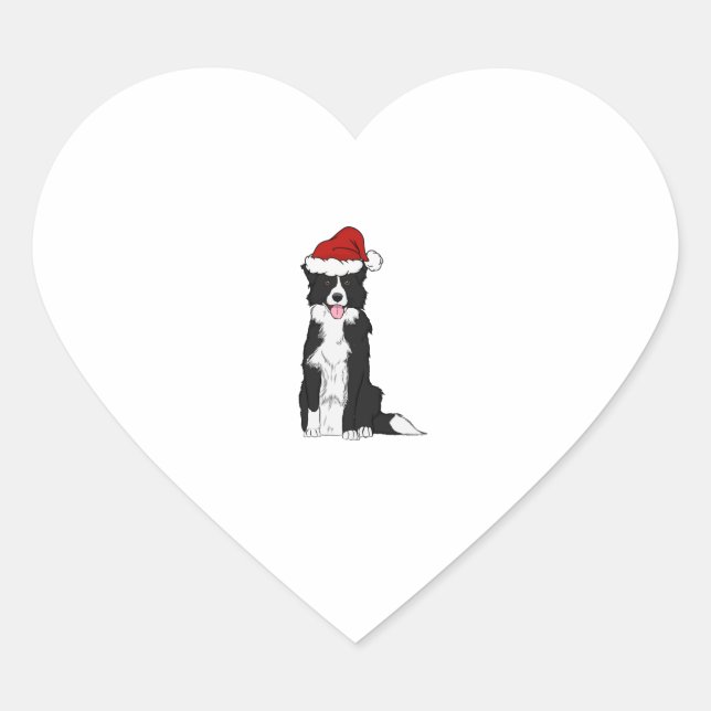 Christmas Border Collie  1 Heart Sticker (Front)
