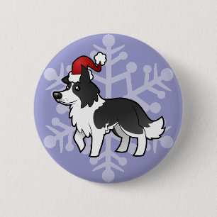 Christmas Border Collie 6 Cm Round Badge