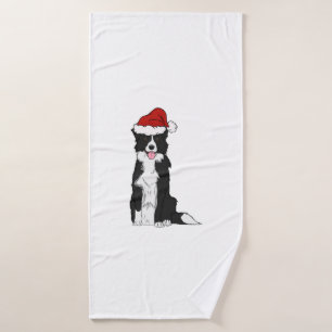 Christmas Border Collie   Bath Towel