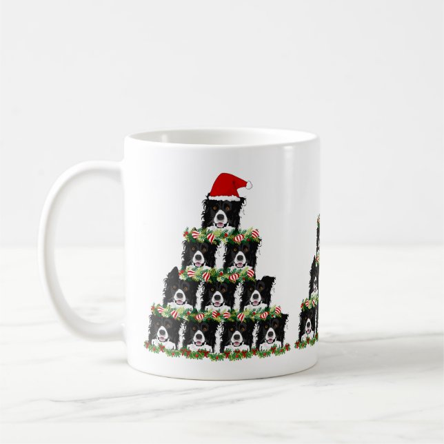Christmas Border Collie Christmas Tree Coffee Mug (Left)