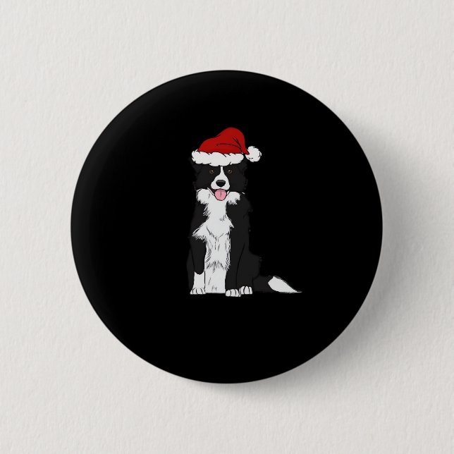 Christmas Border Collie Classic T-Shirt 6 Cm Round Badge (Front)