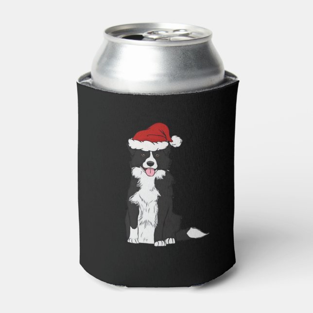 Christmas Border Collie Classic T-Shirt Can Cooler (Can Front)