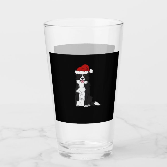 Christmas Border Collie Classic T-Shirt Glass (Front)