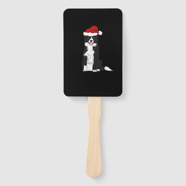Christmas Border Collie Classic T-Shirt Hand Fan (Front)