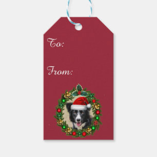 Christmas Border Collie dog gift tags