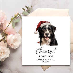 Christmas Border Collie Dog Personalised Cheers Napkin