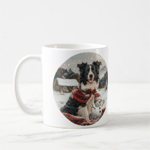Christmas Border Collie Dog Snowman Coffee Mug
