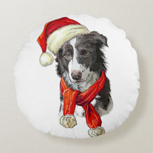 Christmas Border Collie dog Throw Pillow