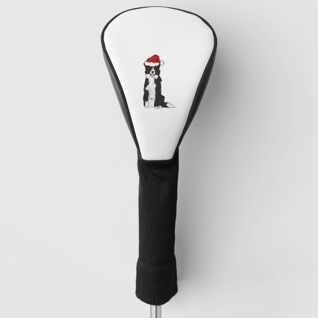 Christmas Border Collie   Golf Head Cover (Front)