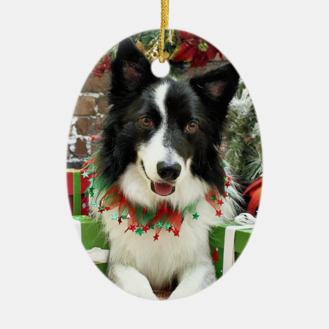 Christmas - Border Collie - Jessup Ceramic Tree Decoration (Front)