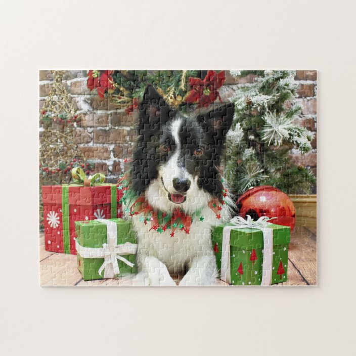 Christmas Border Collie Jessup Jigsaw Puzzle Zazzle.co.uk