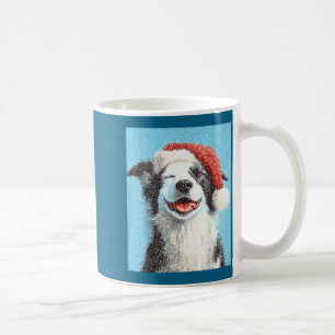 Christmas Border Collie Light Blue Coffee Mug