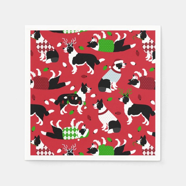 Christmas Border Collie Napkin (Front)