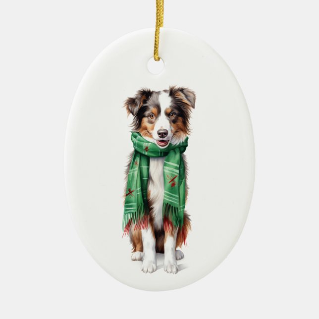 Christmas Border Collie Ornament – Holiday Pet  (Front)