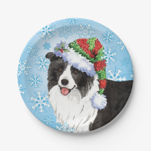 Christmas Border Collie Paper Plate