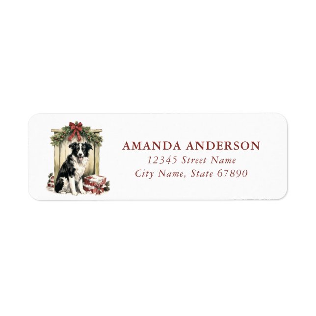 Christmas Border Collie Return Address Labels (Front)