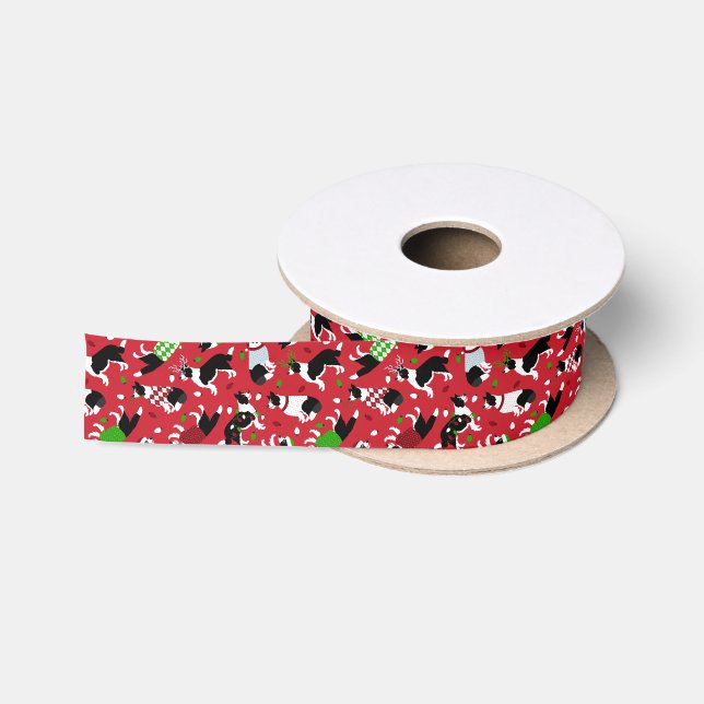 Christmas Border Collie Satin Ribbon (Spool)
