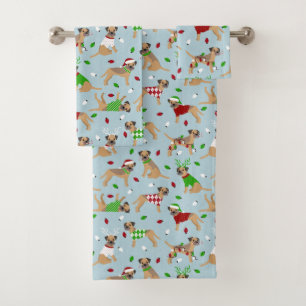 Christmas Border Terrier Bath Towel Set