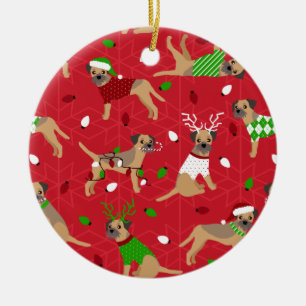 Christmas Border Terrier Ceramic Tree Decoration