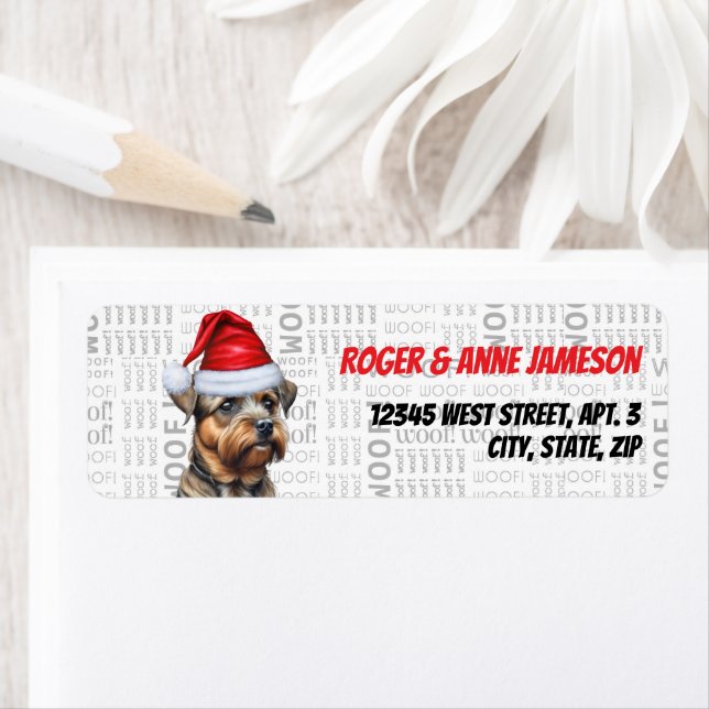 Christmas Border Terrier Dog Lover Holiday Address (Insitu)