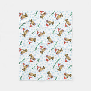 Christmas Border Terrier Fleece Blanket