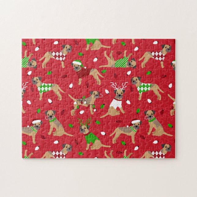 Christmas Border Terrier Jigsaw Puzzle (Horizontal)