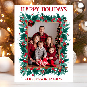 Christmas Border Wreath Photo Christmas Card