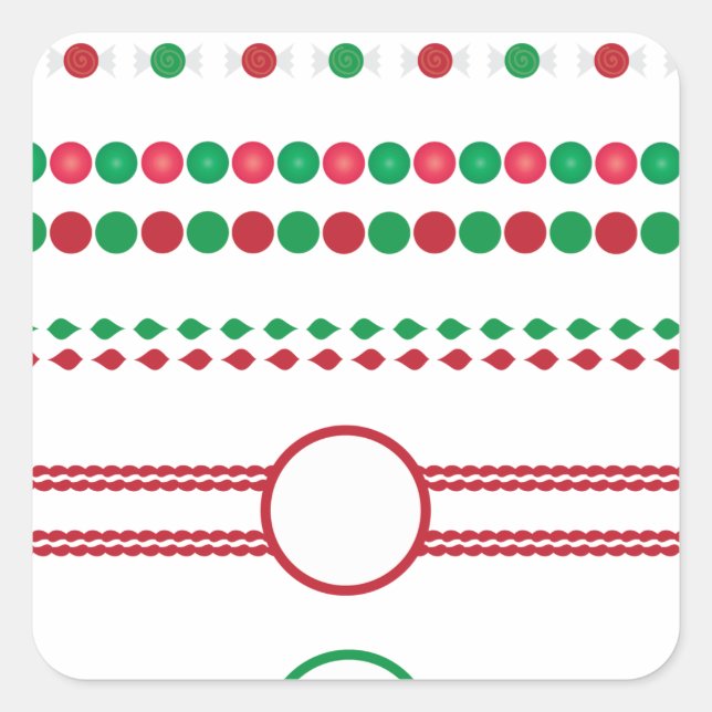 christmas borders frames holiday square sticker (Front)